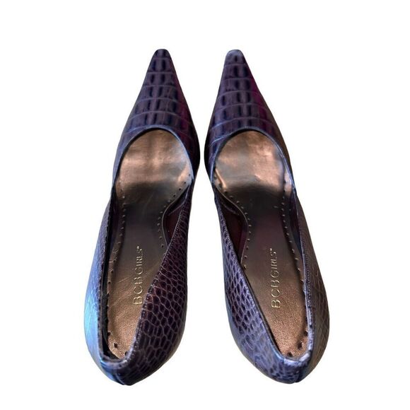 BCB Girls Katchen-BC Chocolate Color Crocodile Pattern Pointed Toe Womens Sz 10 - Picture 6 of 14